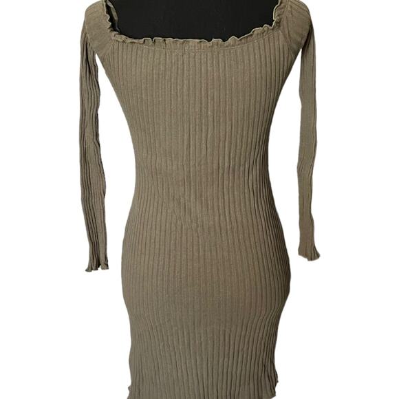 3/$15 Women's Riley and James Olive Green Long Sleeve Fall Bodycon Fit Dress - Picture 2 of 8